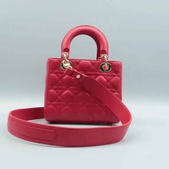 100% Authentic DIOR Lady Red leather Satchel Bag - Picture 2 of 12